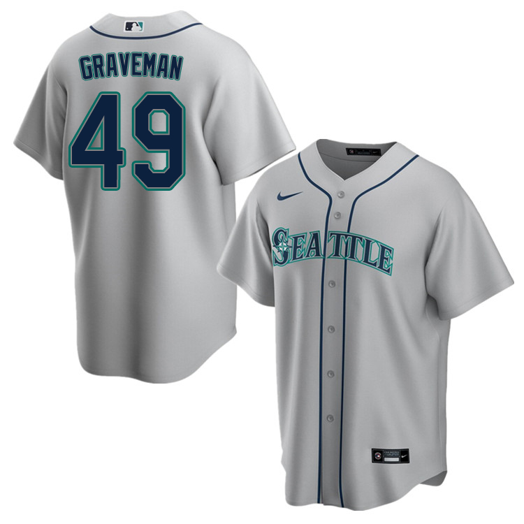 Nike Men #49 Kendall Graveman Seattle Mariners Baseball Jerseys Sale-Gray